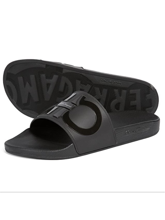Salvatore Ferragamo Groove 2 Slide Sandals Black Gancini Logo NWT Men’s Size 7 main image 9